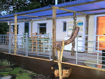 The exterior of the caravan
