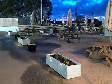Beer garden at night