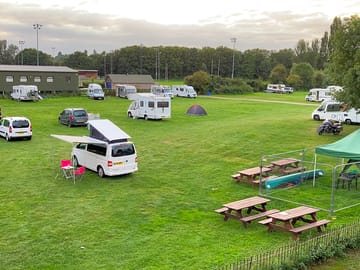 View of campsite from club balcony