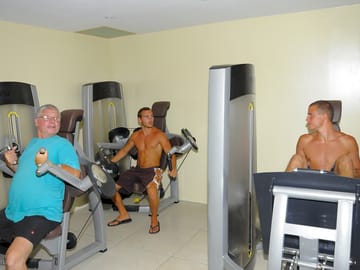 Working out in the fitness room