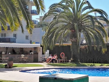 The swimming pool and the pool bar