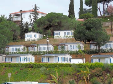 View of the static caravans on the hillside
