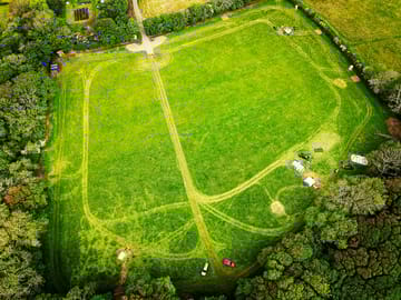 Drone photo of the meadow campsite