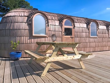 Picnic table on private deck