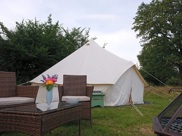 Outside the la lavande tent