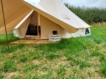 Bell tent with a canopy