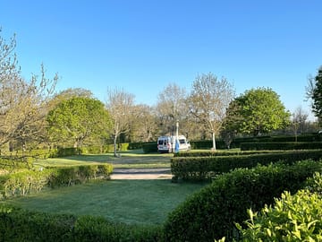 Pitches among greenery