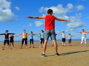Exercise class on the beach
