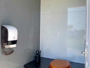 Inside our new compost toilets