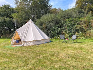 The outside of the bell tent