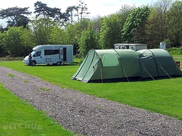 Motorhome and tent