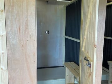 One of our showers in the old cricket pavilion