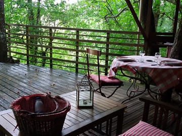 Terrace: shaded dining area