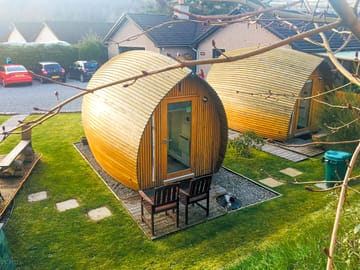 Exterior of the wooden pods