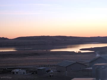 Lake with sun setting