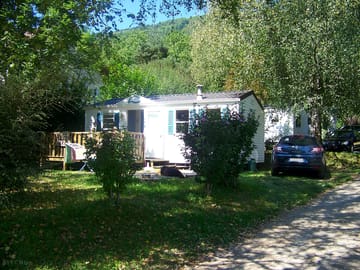 Parking space next to the static caravan