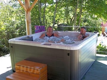 Bubble away in our hot tub
