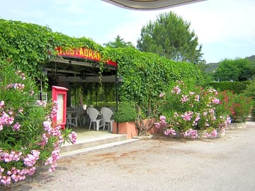 The covered restaurant terrace