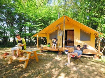 Wooden deck and picnic table