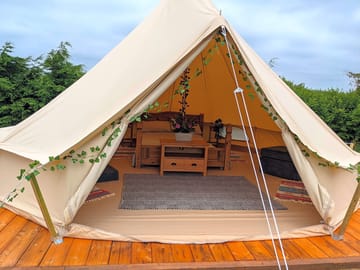 Looking into the tent