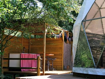 Private alfresco kitchen and shower