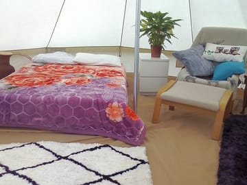 Inside the bell tent
