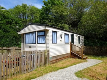 Standard caravan with small enclosed garden