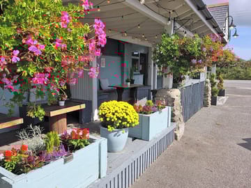 The outdoor seating