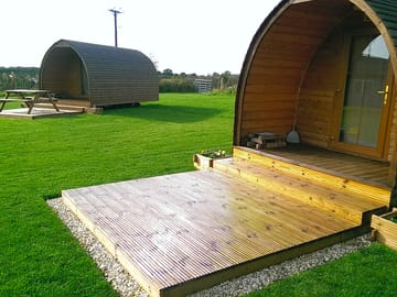Decking outside the pods