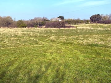 Grass tent pitch on the meadow