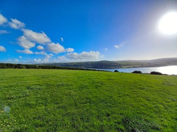 The camping field, looking towards Cippyn and the estuary