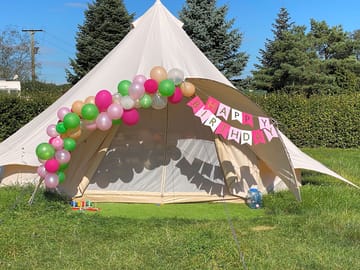 Six-metre bell tent ready for a birthday celebration