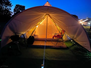 Bell tent at night