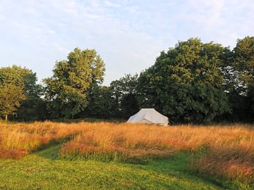 A bell tent in the field