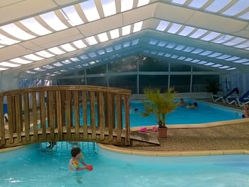 There is a spacious aqua park