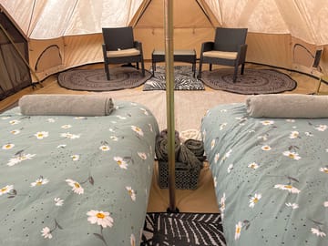 Furnished bell tent set up as you want it