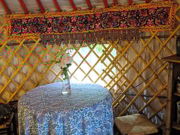 Breakfast table; breakfast baskets are available with homemade bread and jam and free-range eggs