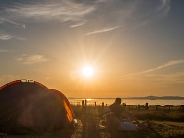 Sunset over carn llidi and ramsy island from the campsite