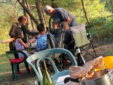 Guests eating on the pitches