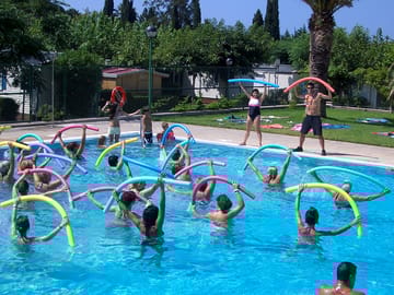 Aqua aerobics class in the swimming pool