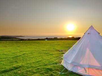 View from the bell tent at sunset