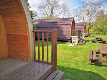 All three lodge pods: nearest lily, dolly, far immy
