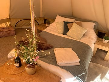 Interior of one of the bell tents
