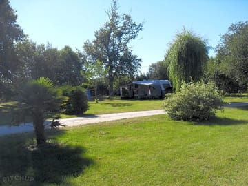 Pitches among greenery