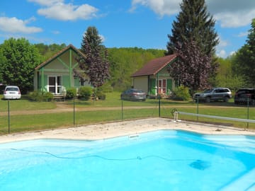 Lodges and swimming pool