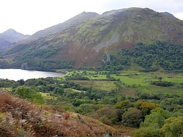 Gallt y Wenallt rises up behind the camping fields