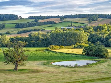 Camping field surrounded by farmland