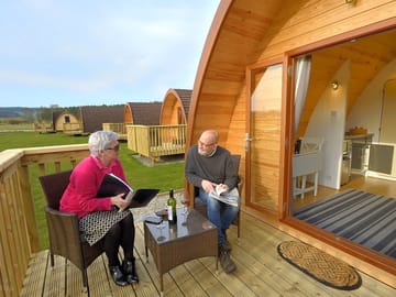 Relaxing on the private decking