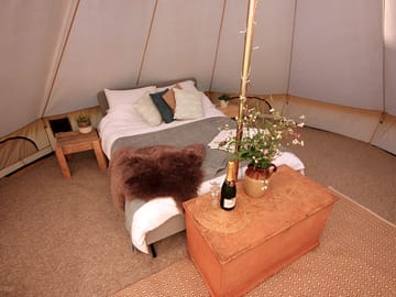 Interior of one of the bell tents
