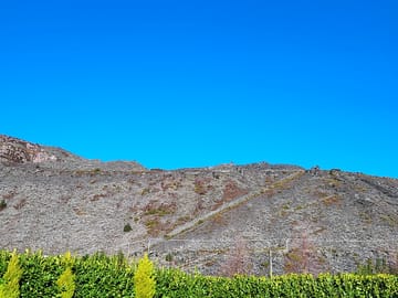 View of the slate hills from our camper on a beautiful sunny day 🌞